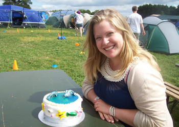 the beautiful birthday girl Josie enjoying her cake